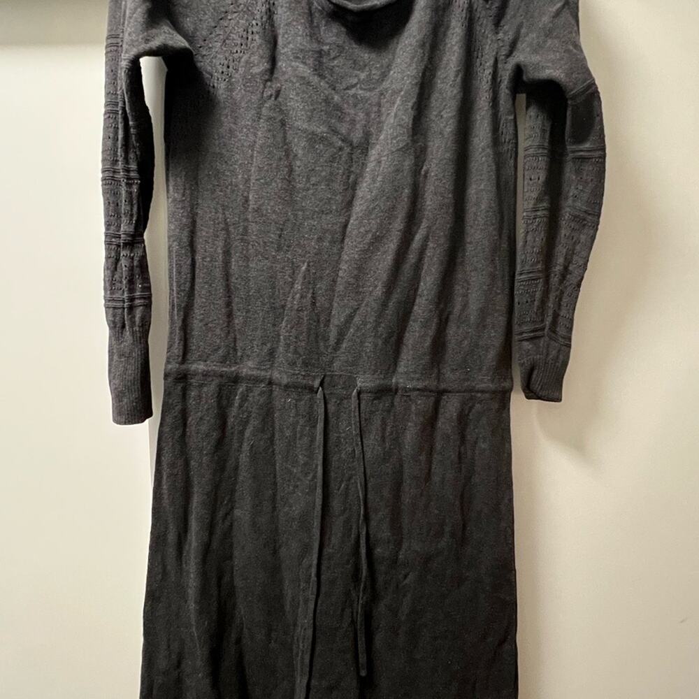 Prana Gray Sweater Dress with Long Cuffed Sleeves and Cowl Neck